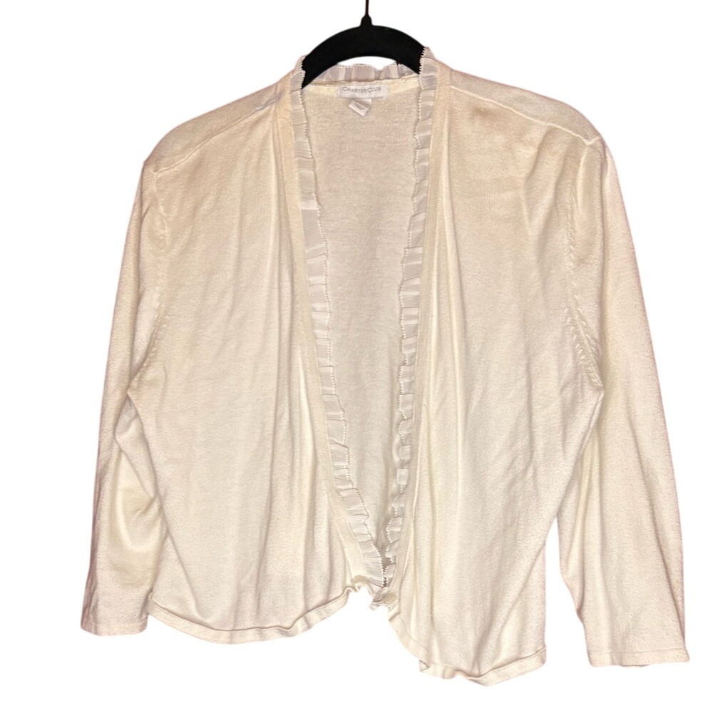 Charter Club Cream Cardigan Sweater Women's Sz Large